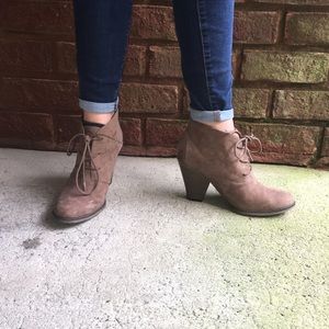 Brown Heeled Ankle Boots (Lace Up)